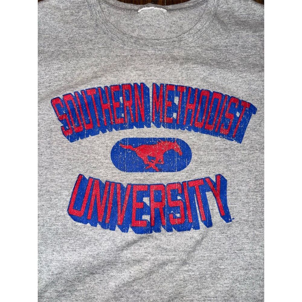 Southern Methodist University Vintage Men's Gray Champions Sweatshirt Tee - Picture 4 of 7